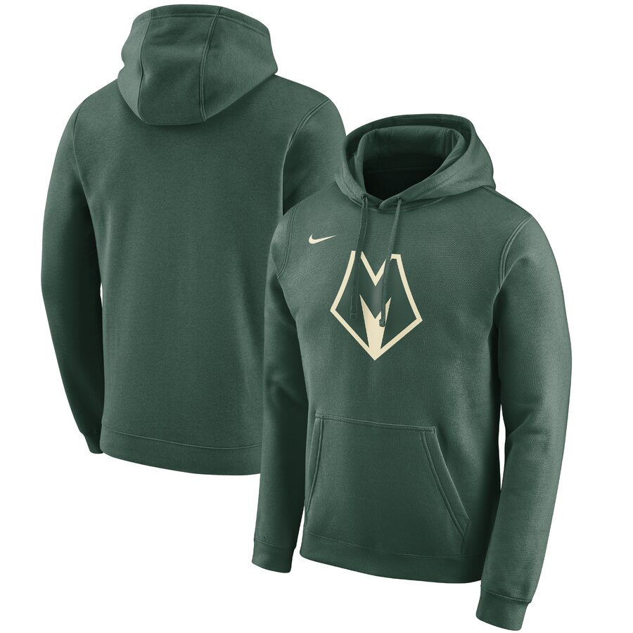 NBA Milwaukee Bucks Nike 201920 City Edition Club Pullover Hoodie Green->milwaukee bucks->NBA Jersey